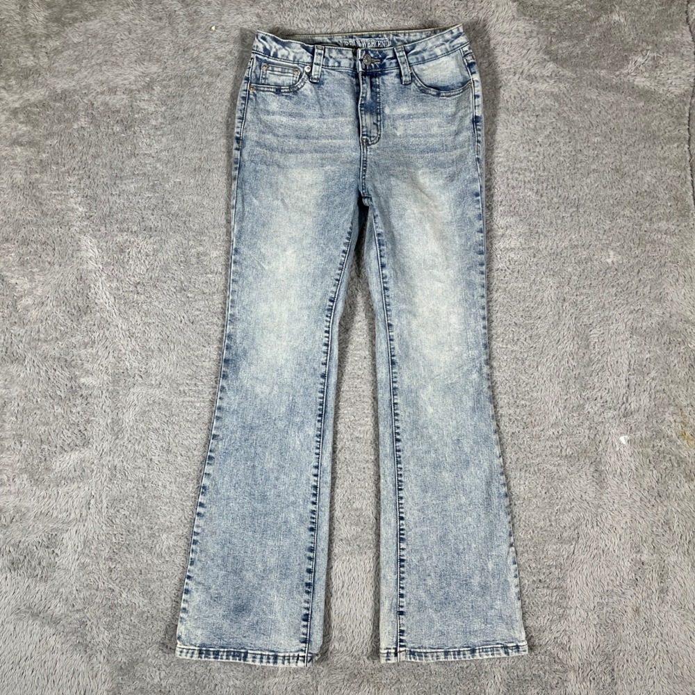 Urban Weekend Flare Jeans Womens Size 3 Blue Acid Wash Stretch Denim